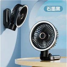 將圖片載入圖庫檢視器 掛牆夾式摺疊擺頭夜燈風扇(黑色) #NPRF025BK