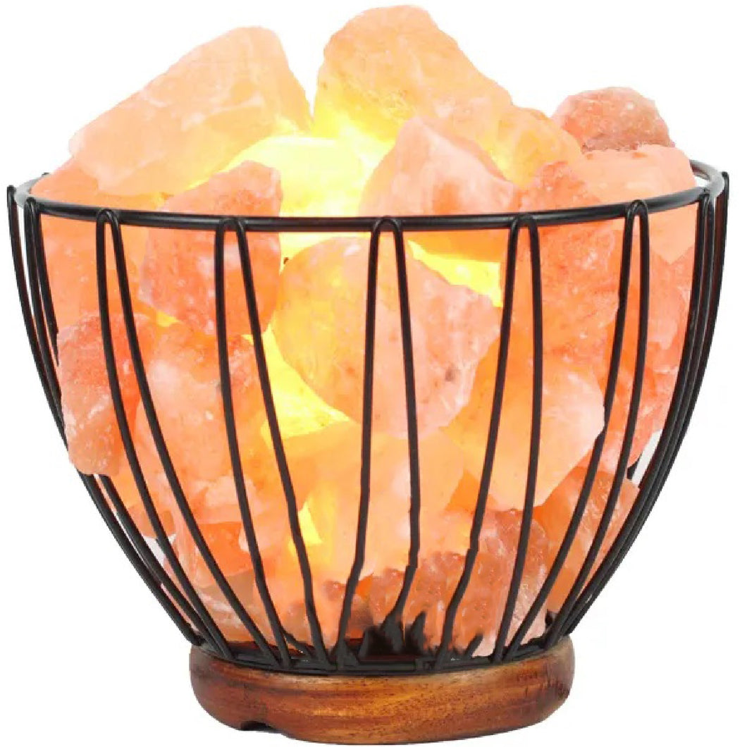 Salt Lamp - Leaf Shaped Metal Basket