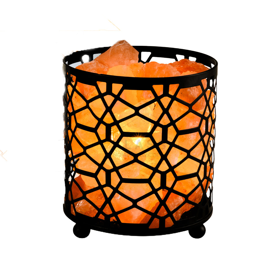 Salt Lamp - Cylindrical Metal Basket