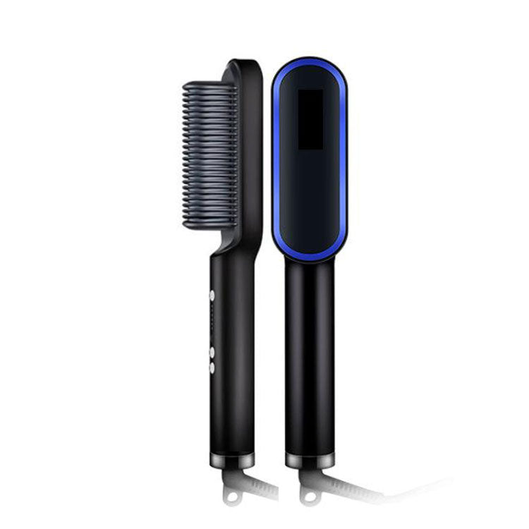 Comb for Straightening and Curling Hair - Black with Blue