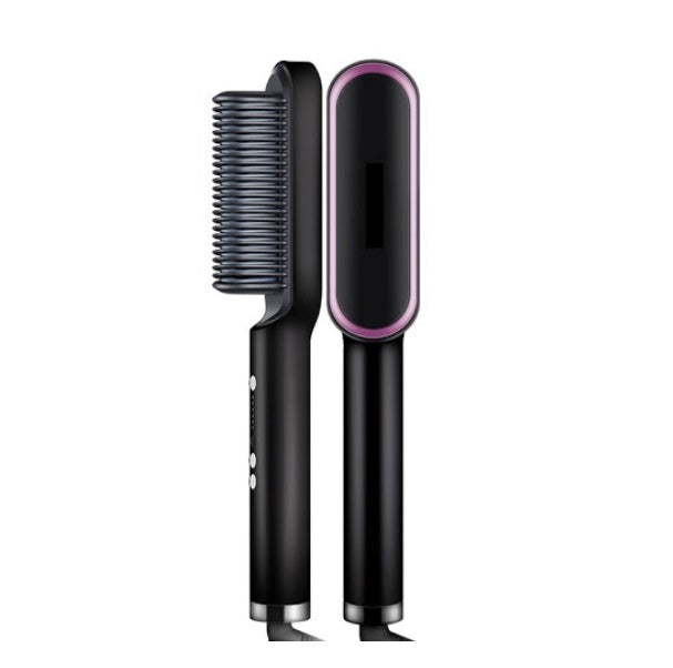 Comb for Straightening and Curling Hair - Black with Rose